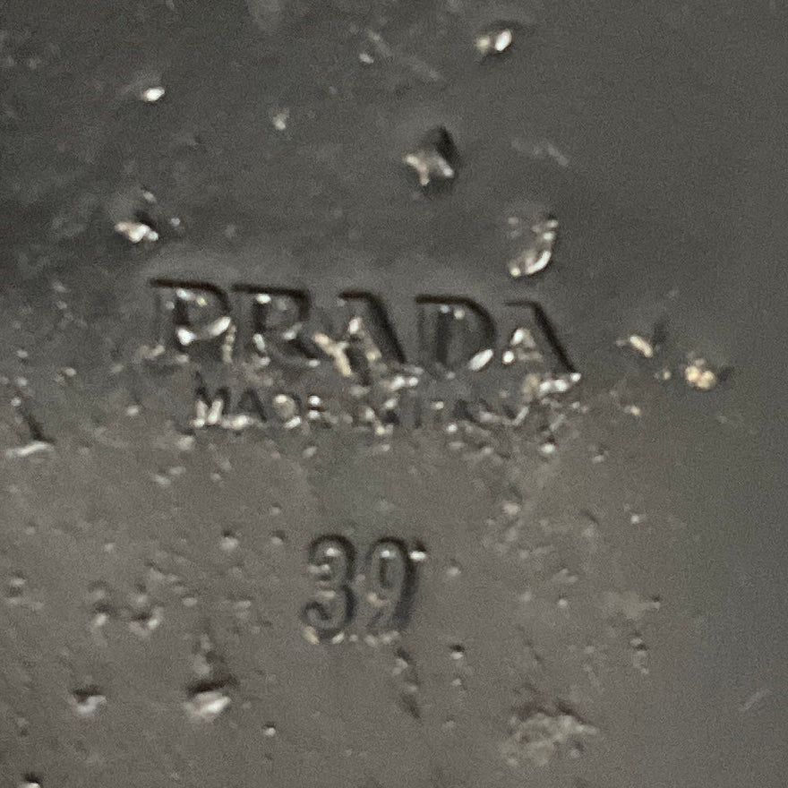 Prada Black / Silver Buckle Strap Suede Leather Flat Sandals