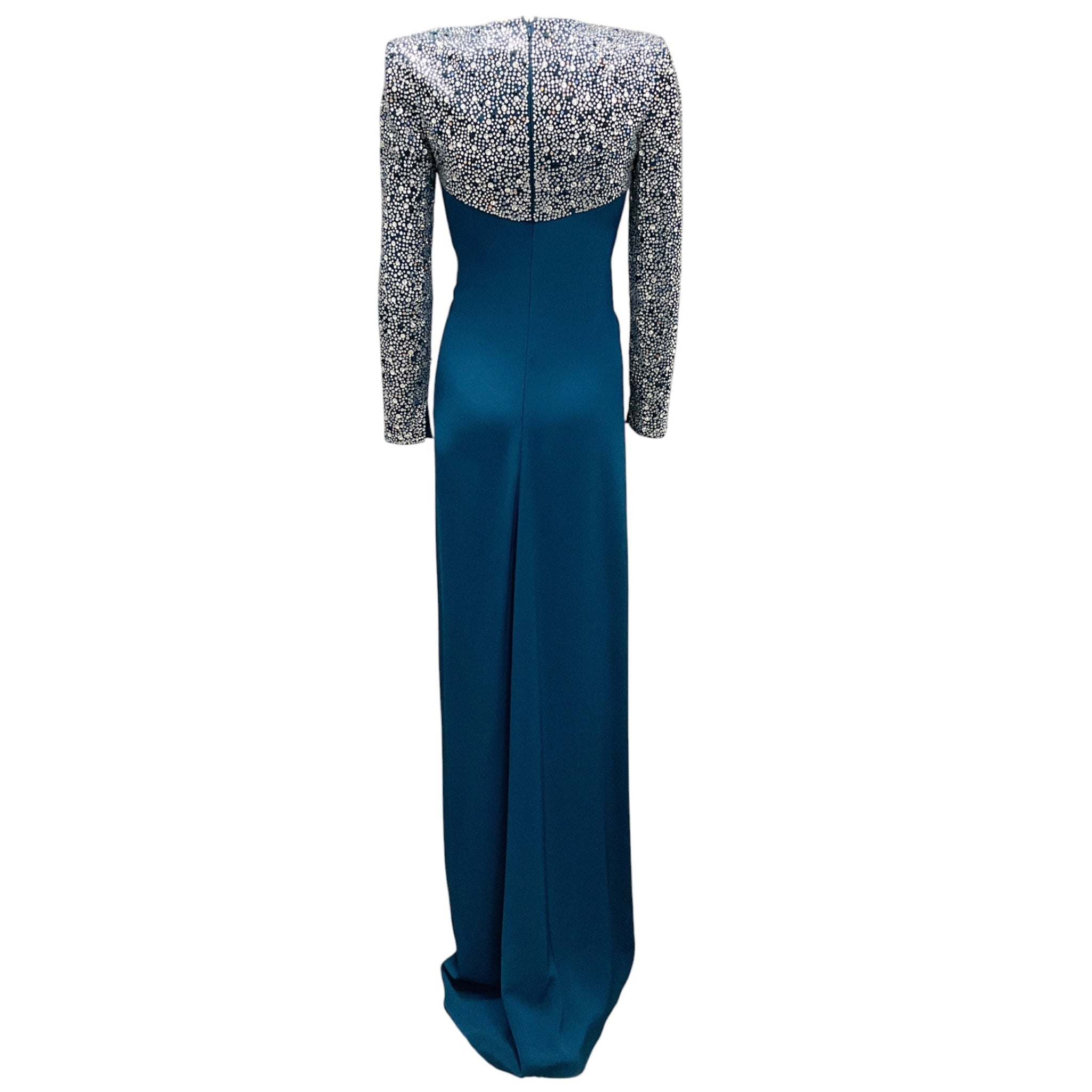 Jenny Packham Ink Blue Twyla Crystal Embellished Crepe Gown