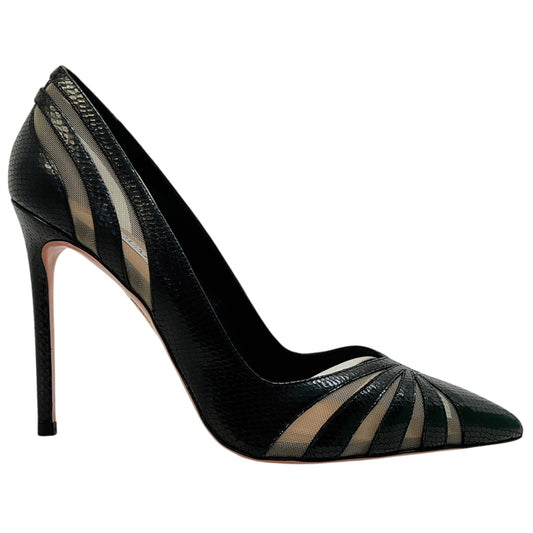 Aquazzura Black Snake / Fine Mesh The Spy Pump 105