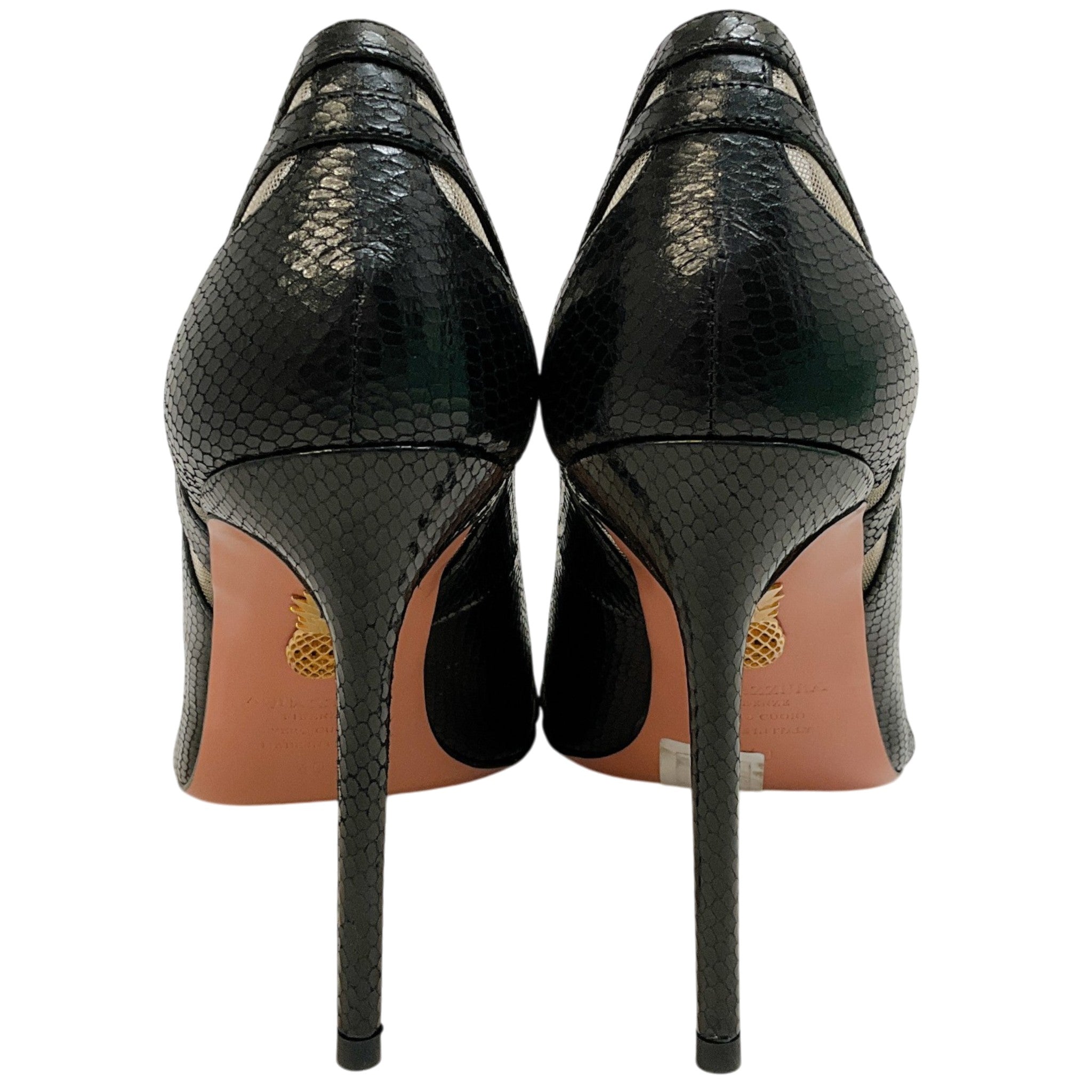 Aquazzura Black Snake / Fine Mesh The Spy Pump 105