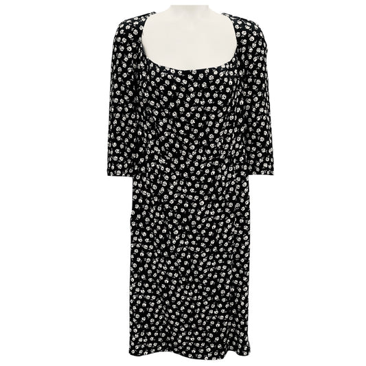 Dolce & Gabbana Black / White Floral Print Crepe Dress