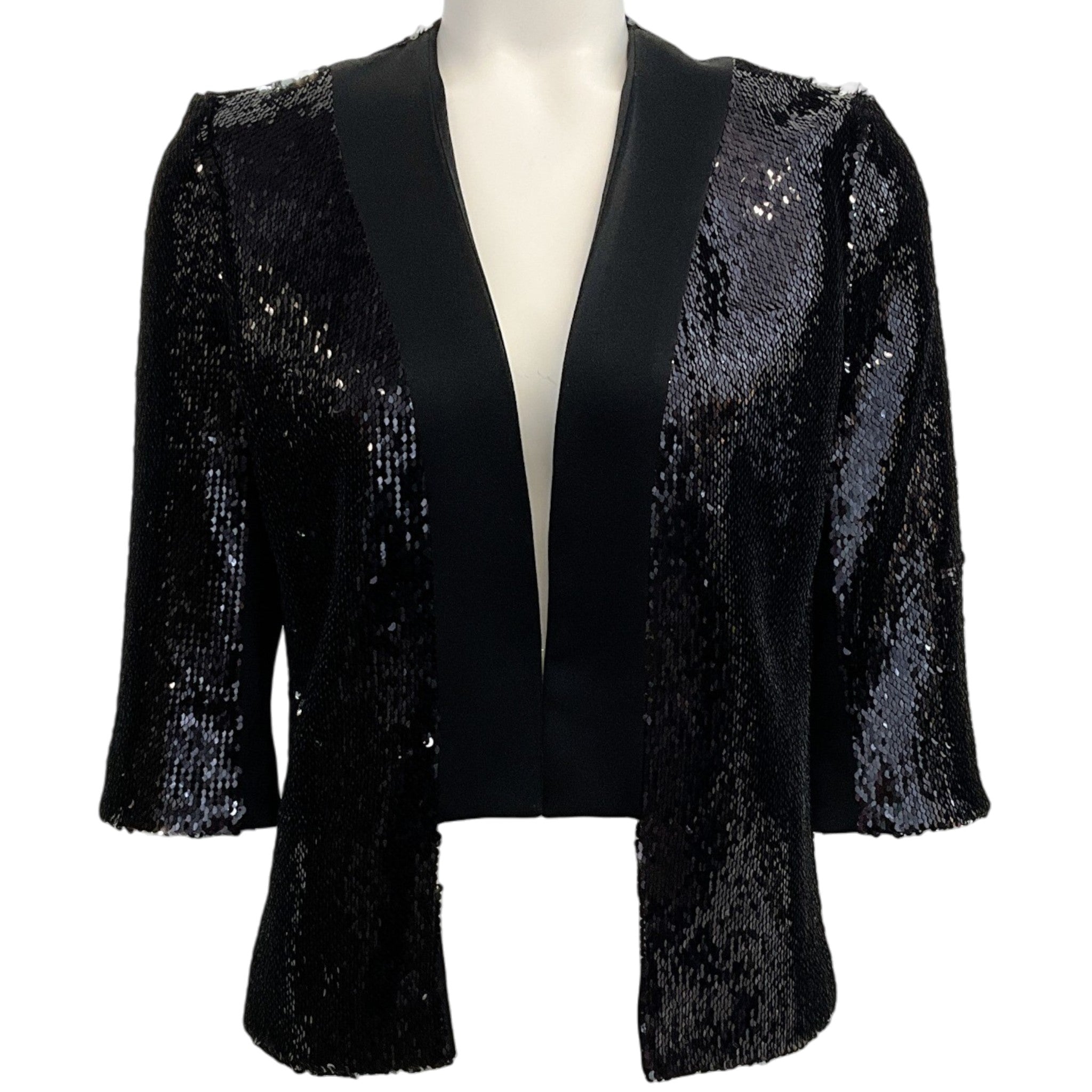 Galvan London Black Sequined Open Front Jacket
