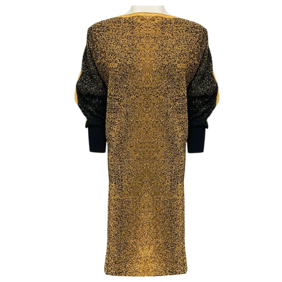 Jean Paul Gaultier Maille Femme Gold Metallic / Black Glitter Knit Midi Dress