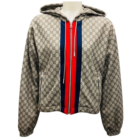 Gucci Beige / Ebony GG Web Stripe Jersey Technical Jacket