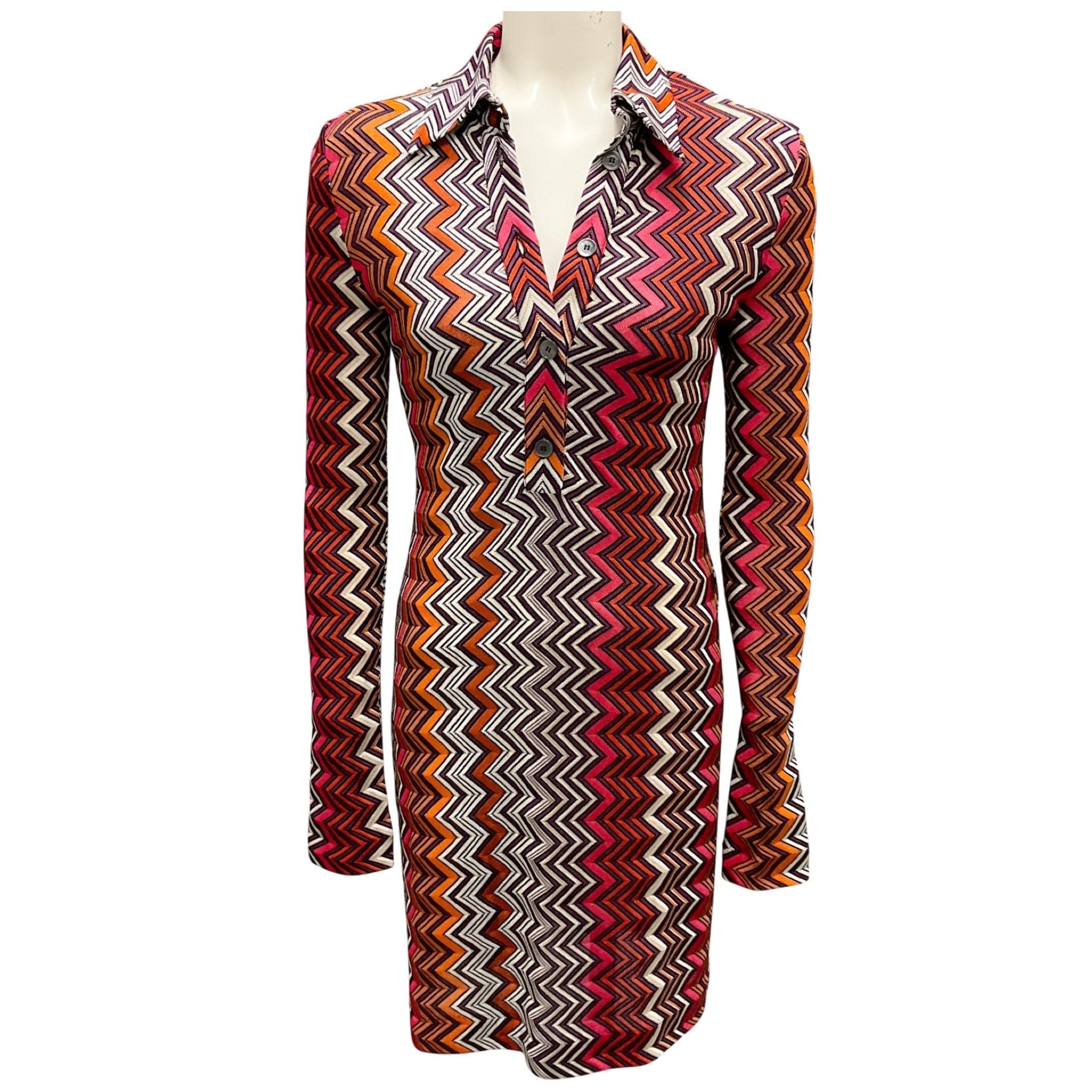 Missoni Multi 2024 Zigzag Knit Polo Dress