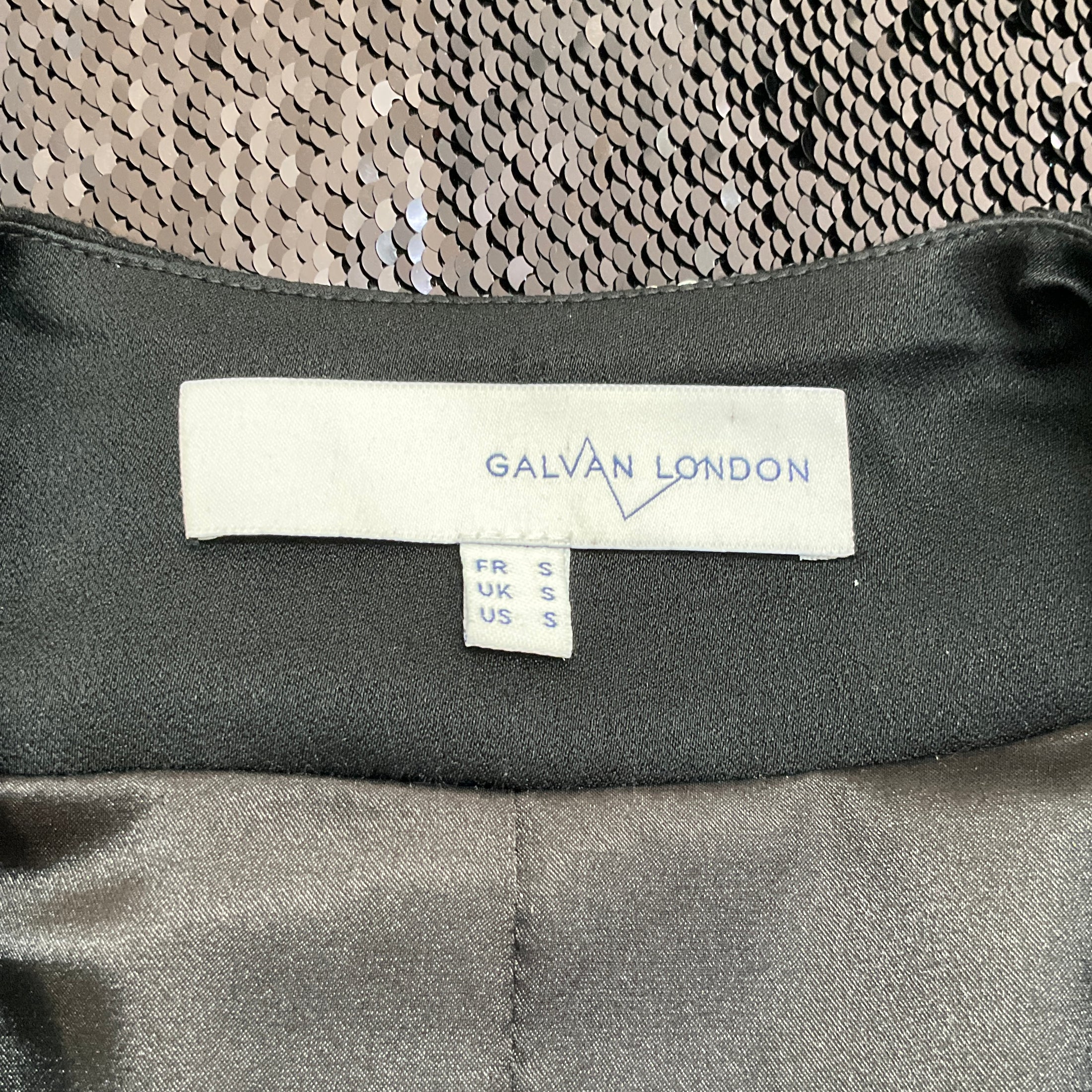 Galvan London Black Sequined Open Front Jacket