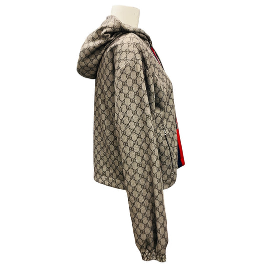 Gucci Beige / Ebony GG Web Stripe Jersey Technical Jacket