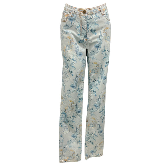 Etro Light Blue 2023 Paisley Print Denim Jeans
