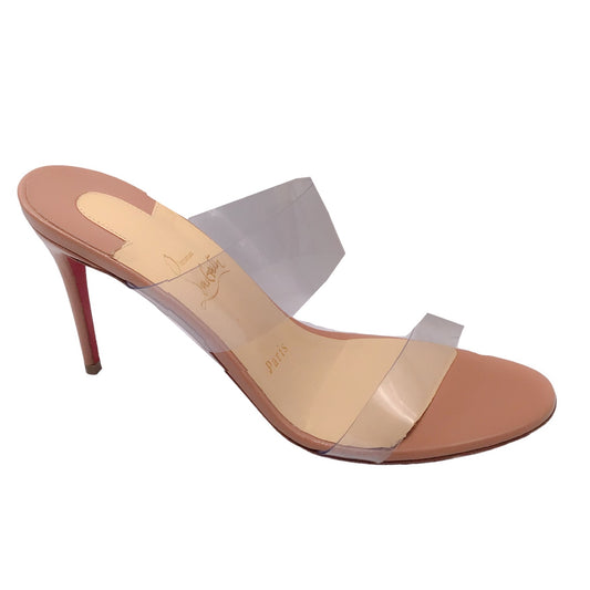 Christian Louboutin Nude Patent Leather and Clear Lucite Sandals