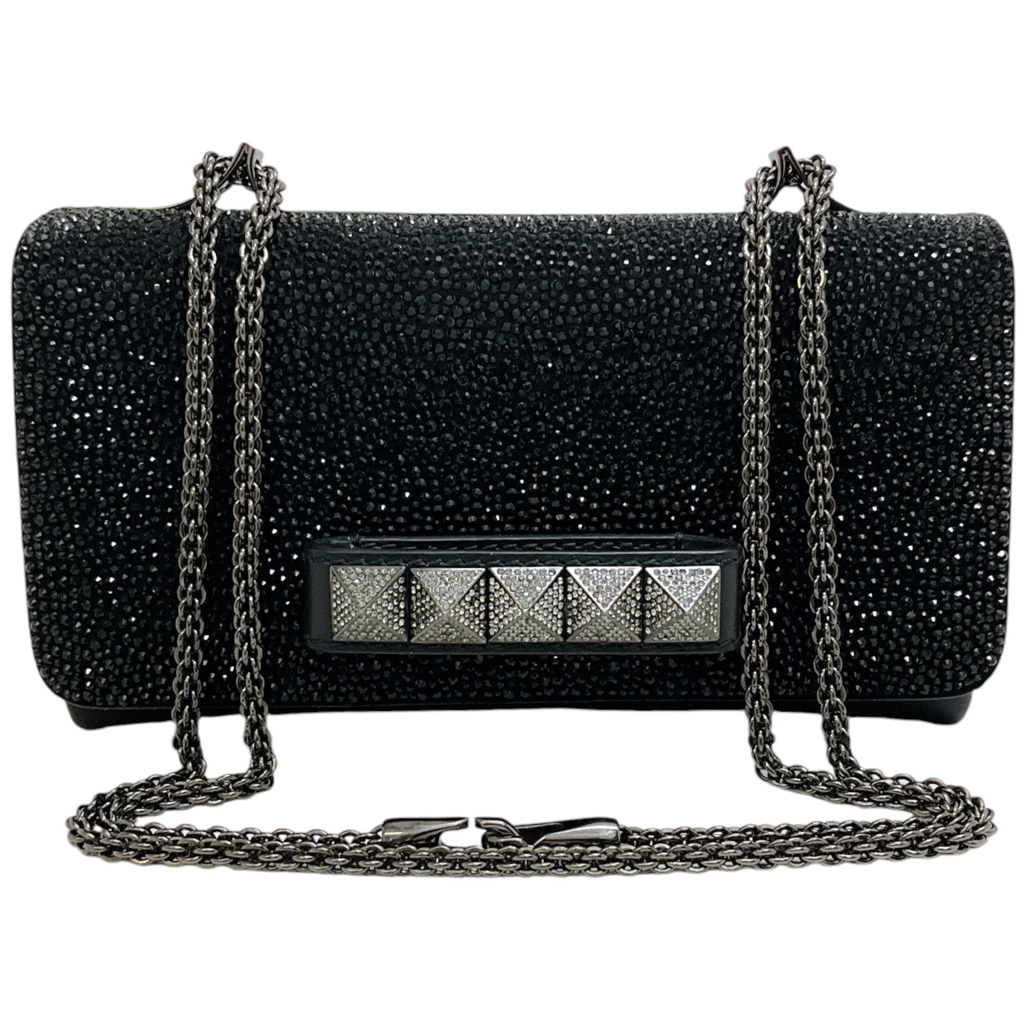 Valentino Black Crystal Rock Stud Va Va Voom Shoulder Bag
