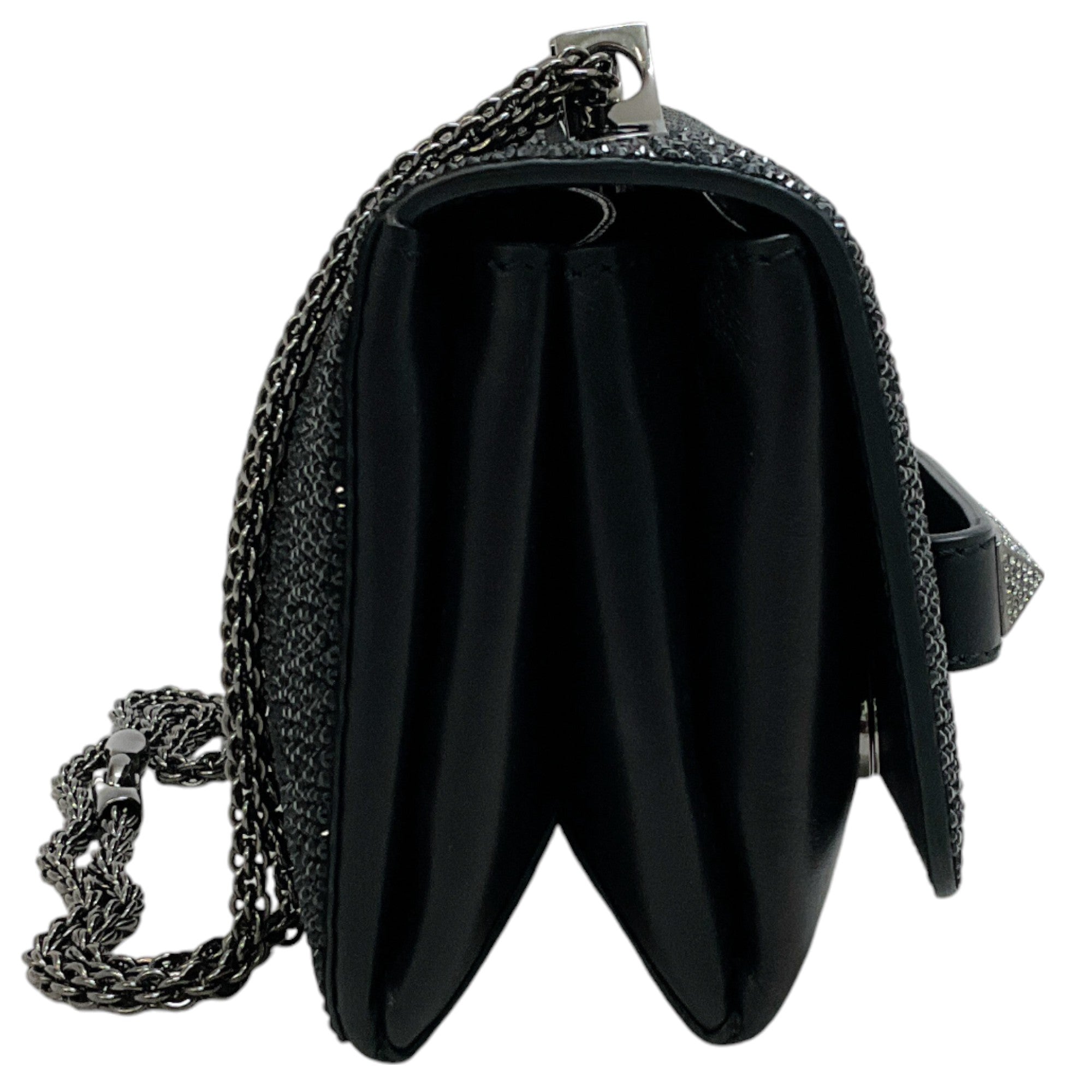 Valentino Black Crystal Rock Stud Va Va Voom Shoulder Bag