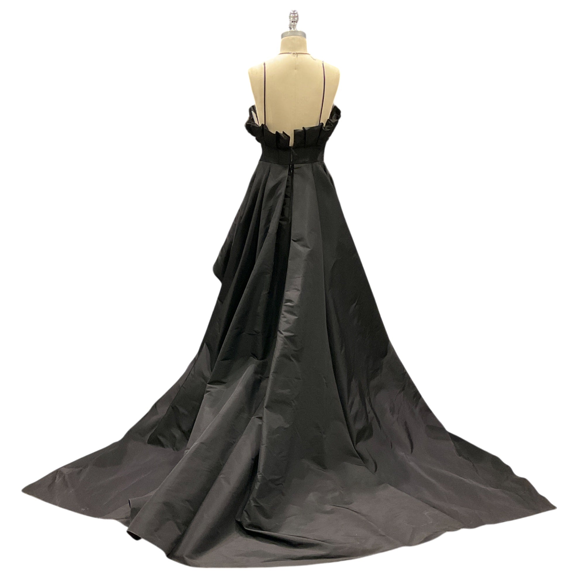 Carolina Herrera Black High-Low Satin Gown / Formal Dress