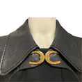 Load image into Gallery viewer, Gucci Black Lambskin Leather Trimmed Wool Cape Style Jacket with Gold Buckle Detail
