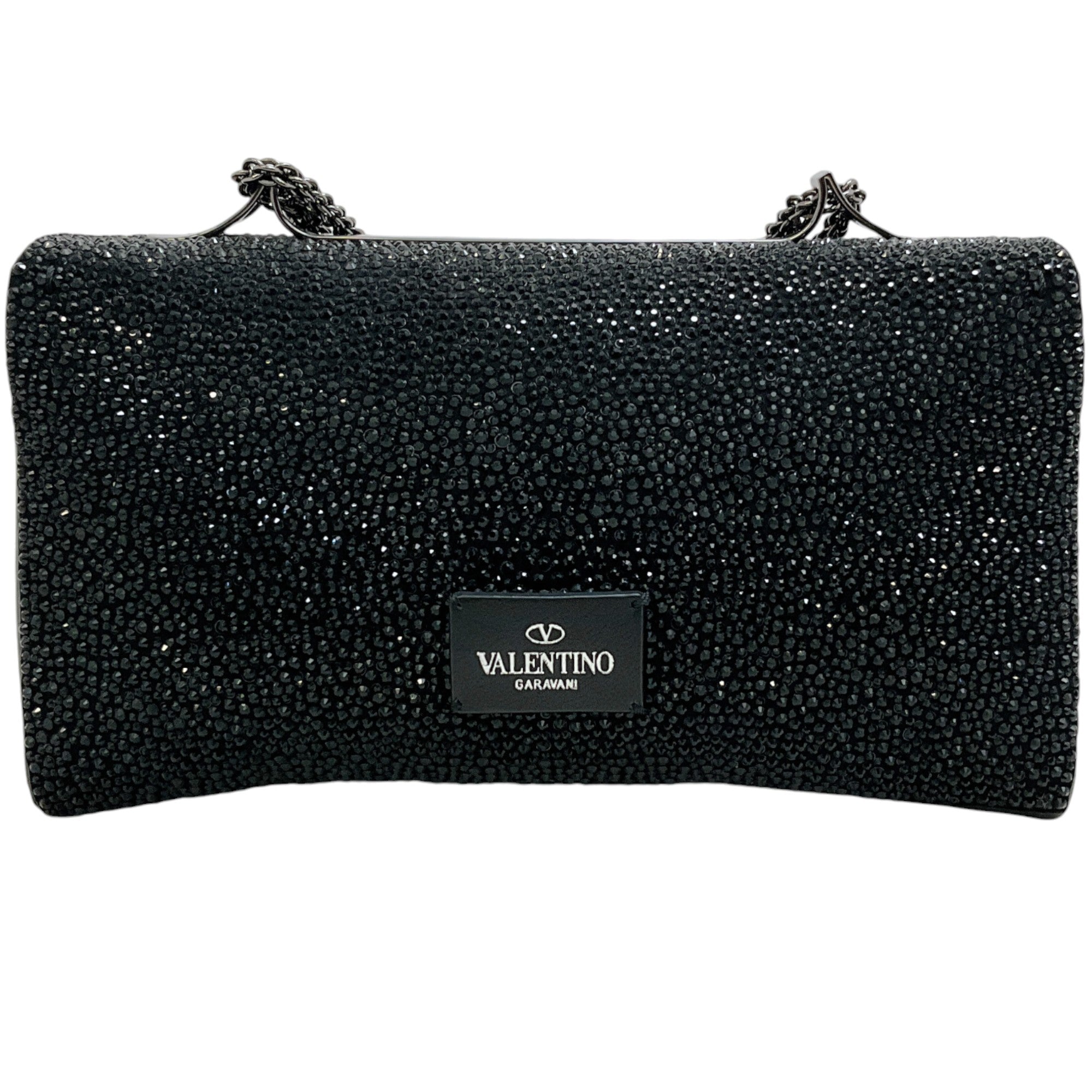 Valentino Black Crystal Rock Stud Va Va Voom Shoulder Bag