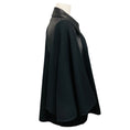 Load image into Gallery viewer, Gucci Black Lambskin Leather Trimmed Wool Cape Style Jacket with Gold Buckle Detail
