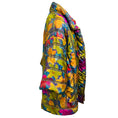 Load image into Gallery viewer, Oscar de la Renta Vintage Magenta / Green / Black / Gold Metallic Multi Floral Puffer Coat
