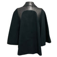 Load image into Gallery viewer, Gucci Black Lambskin Leather Trimmed Wool Cape Style Jacket with Gold Buckle Detail
