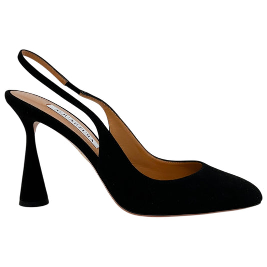 Aquazzura Black Suede Amore 95 Slingback Pumps