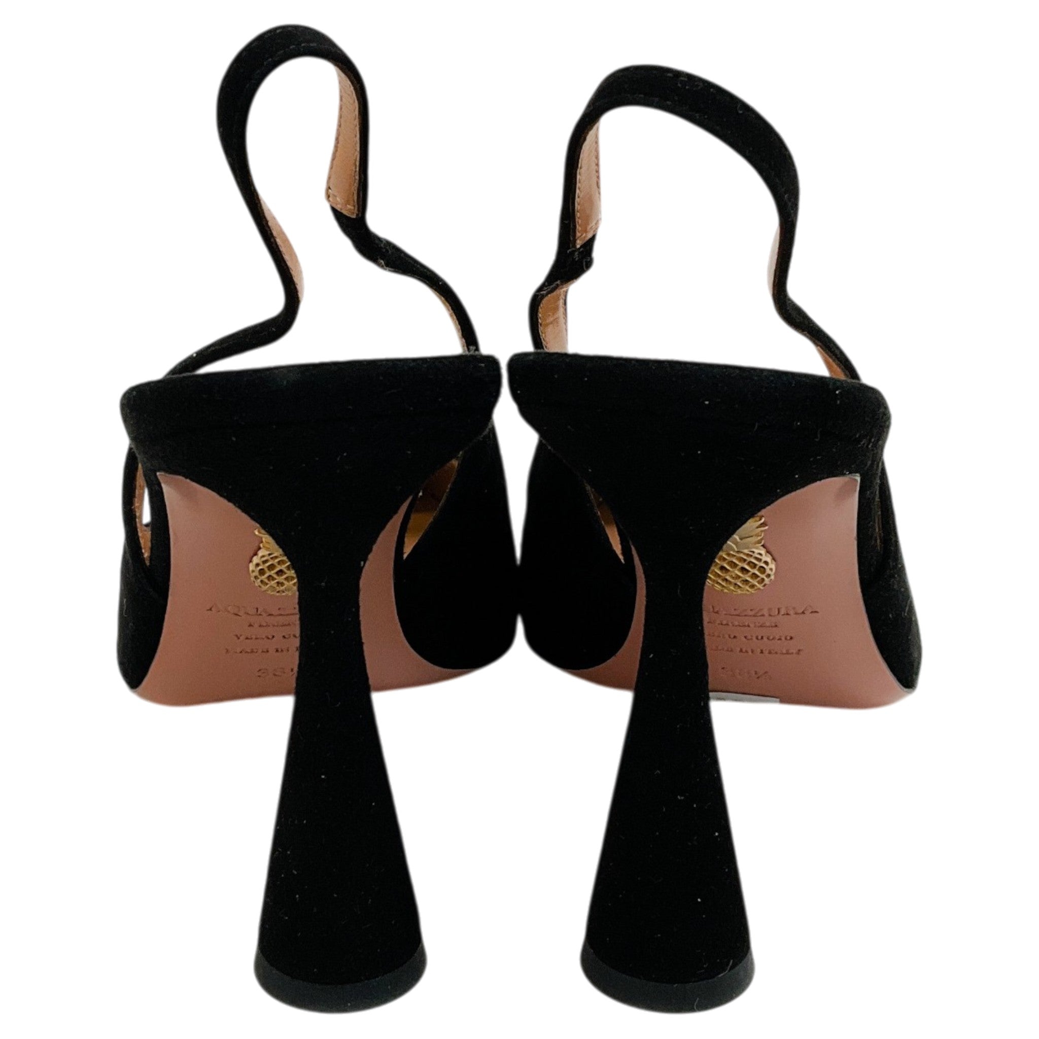 Aquazzura Black Suede Amore 95 Slingback Pumps