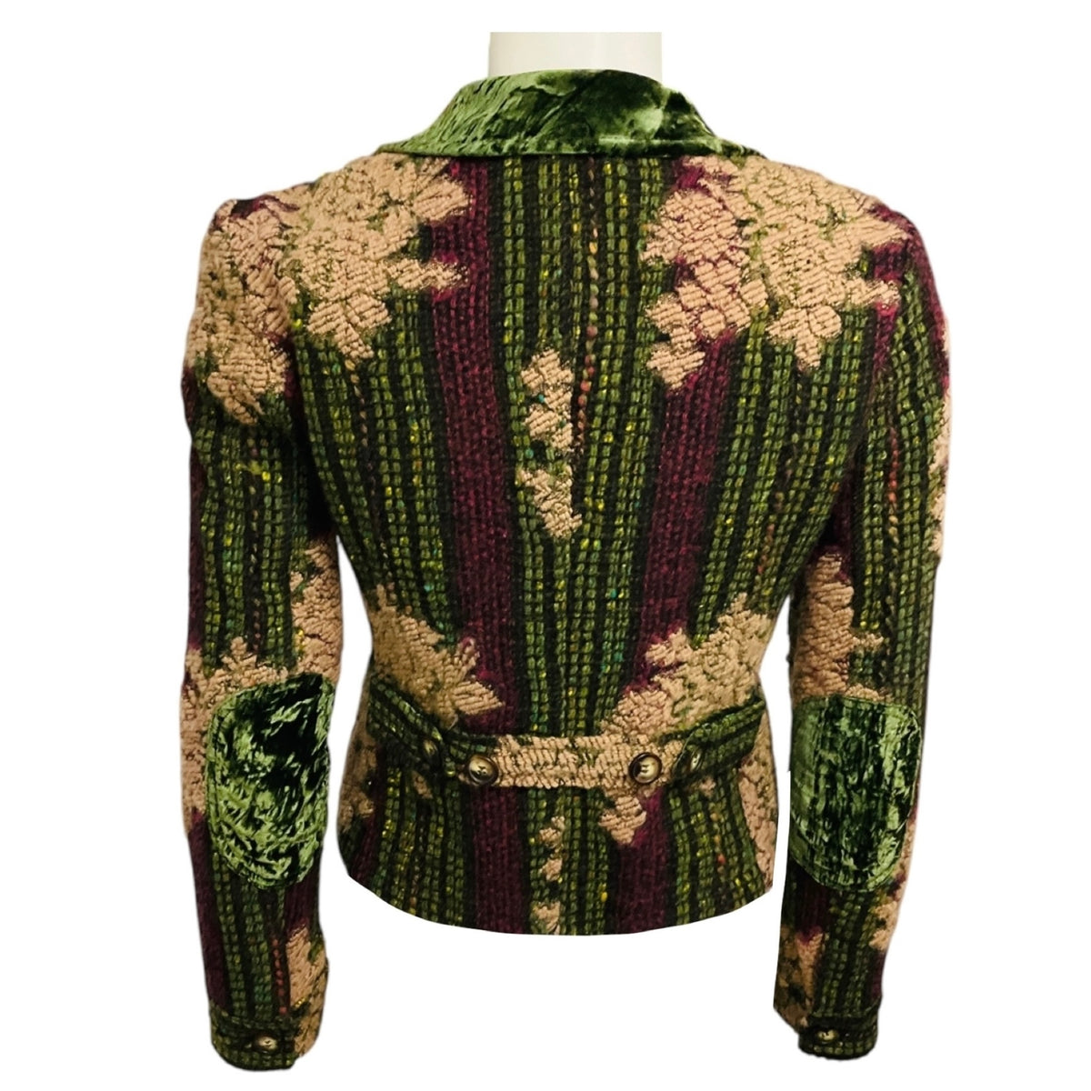 Etro Beige / Olive Green / Purple Multi Embroidered Tweed Jacket