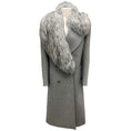 Load image into Gallery viewer, Michael Kors Collection Grey Banker Melange Wool Melton and Faux Fur Double Breasted Coat
