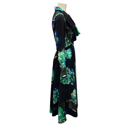 Prabal Gurung Black / Blue / Green Multi Floral Printed Midi Dress