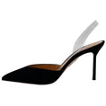 Load image into Gallery viewer, Aquazzura Black Suede V Plexi 85 Slingback Pumps
