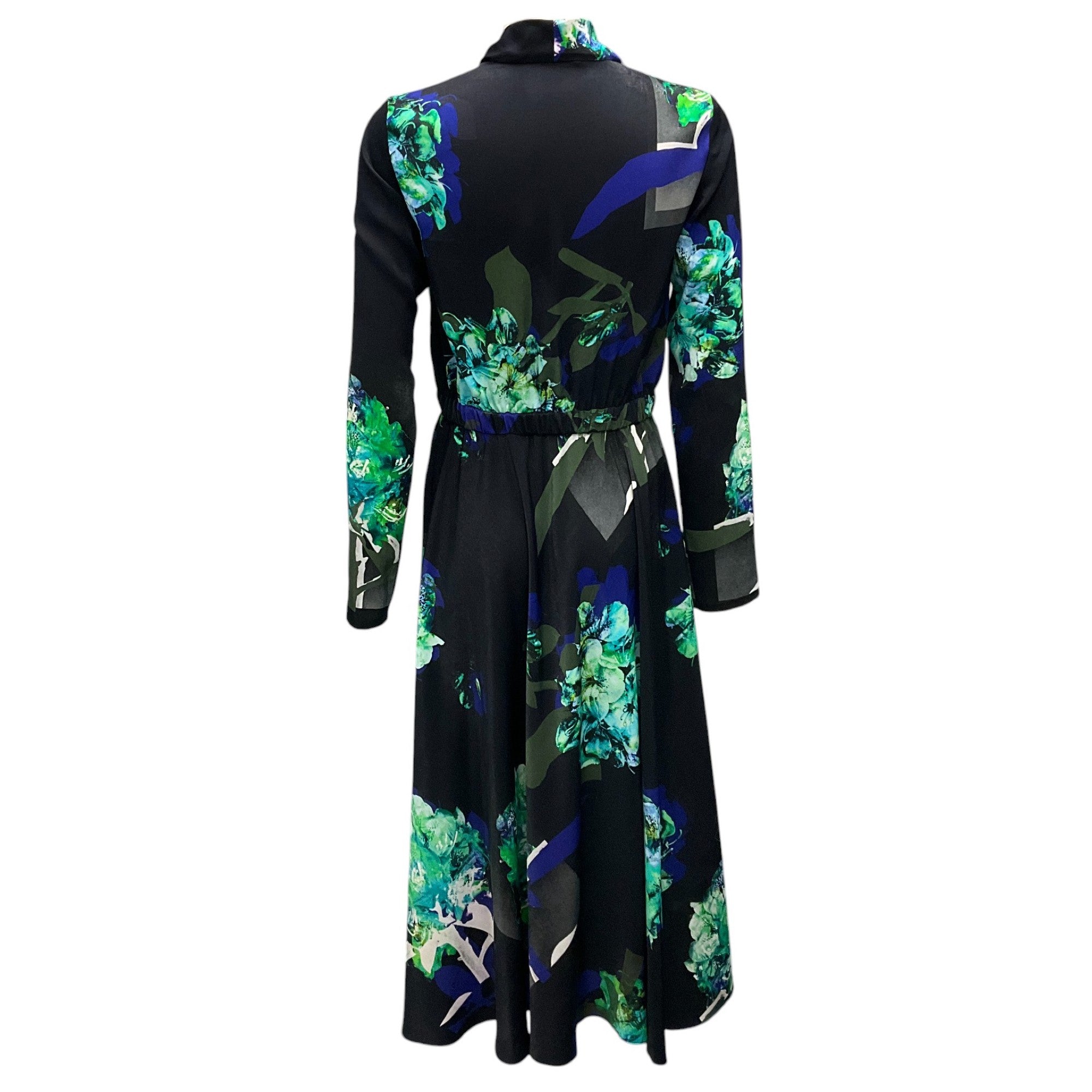 Prabal Gurung Black / Blue / Green Multi Floral Printed Midi Dress