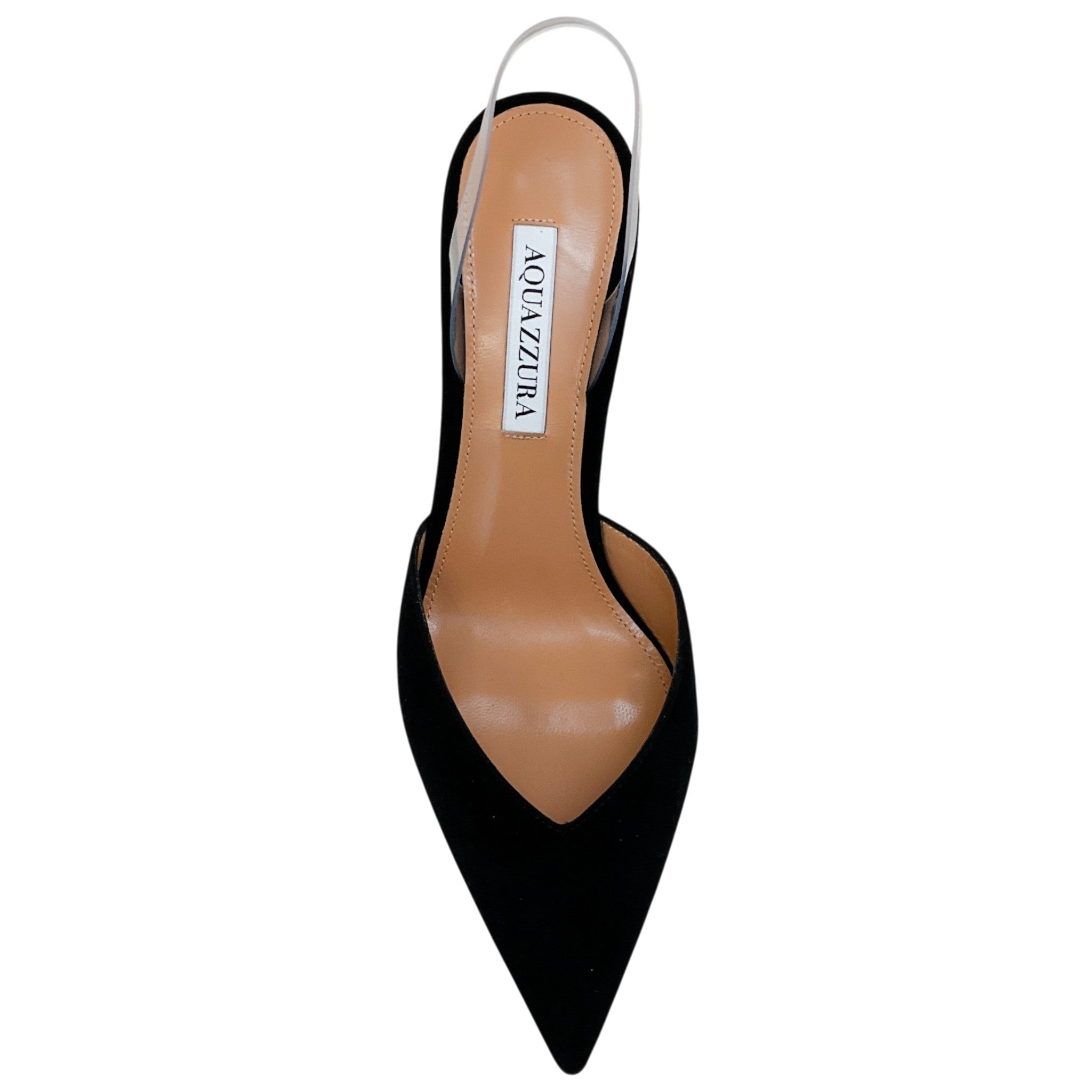 Aquazzura Black Suede V Plexi 85 Slingback Pumps