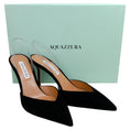 Load image into Gallery viewer, Aquazzura Black Suede V Plexi 85 Slingback Pumps
