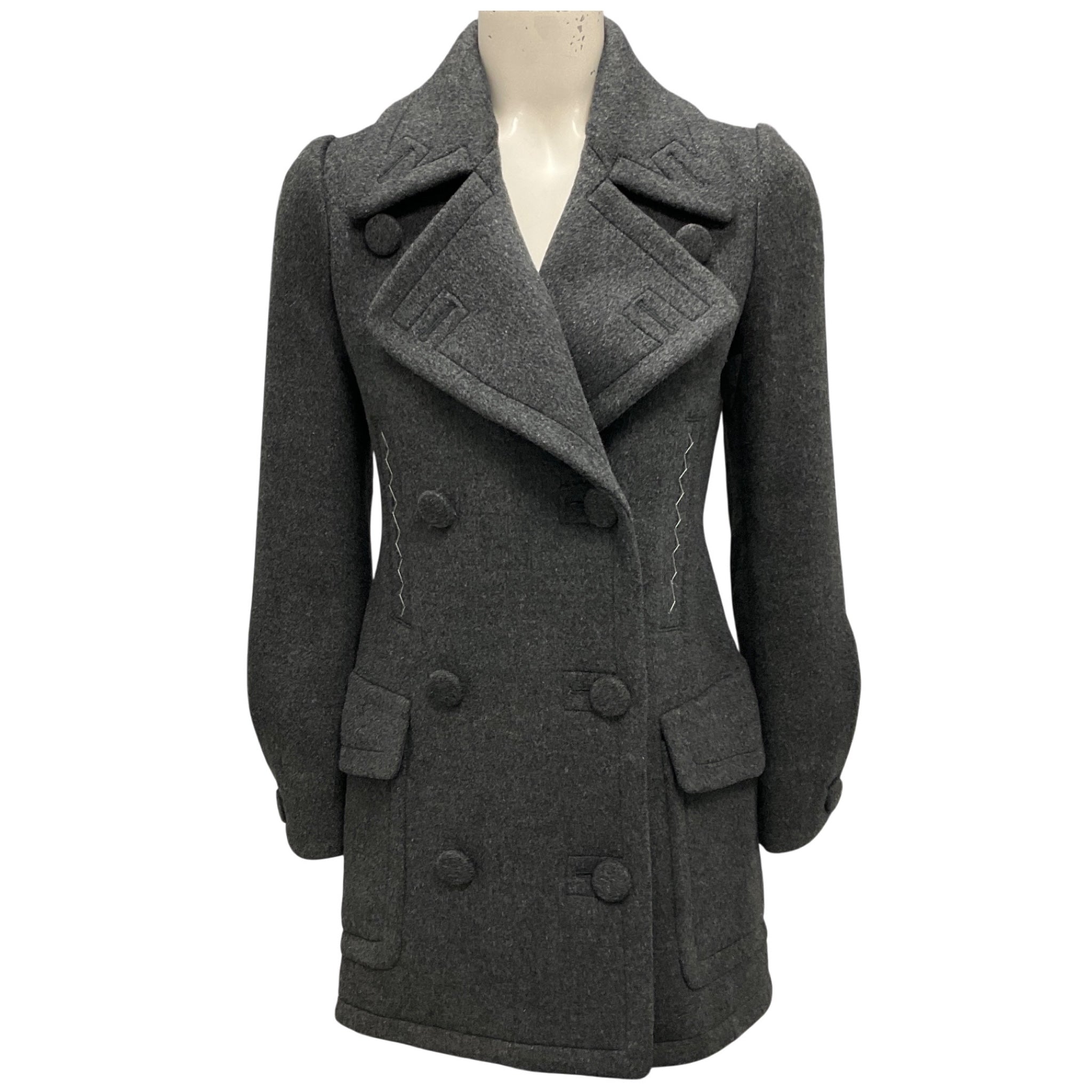Christian Dior Charcoal Grey Double Breasted Cashmere Coat