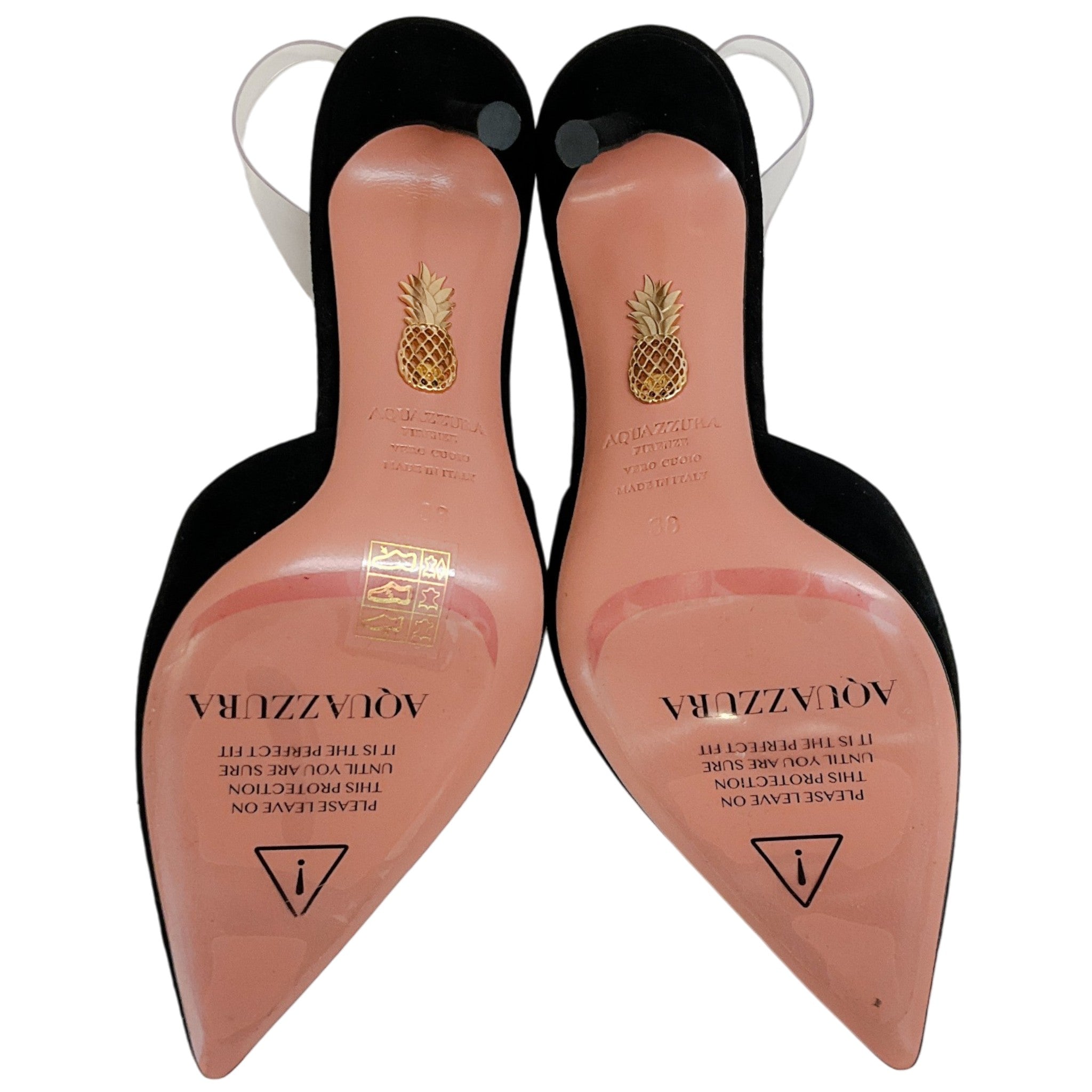 Aquazzura Black Suede V Plexi 85 Slingback Pumps