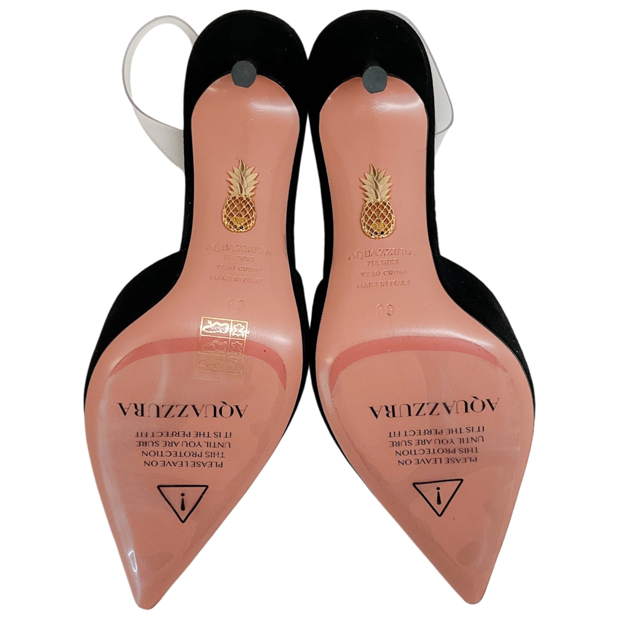 Aquazzura Black Suede V Plexi 85 Slingback Pumps