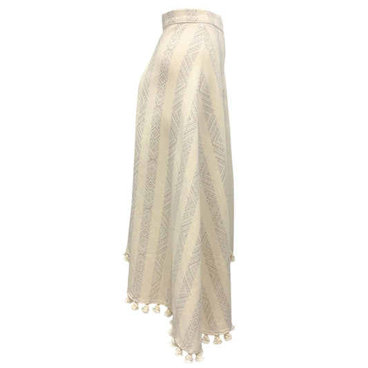 Altuzarra Beige Tie Detail Tassel Hem Cotton Midi Skirt