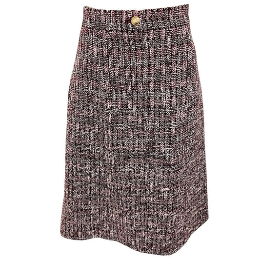 Chanel Burgundy Multi Tweed Midi Skirt