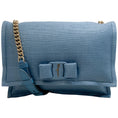 Load image into Gallery viewer, Ferragamo Light Blue Puffy Raffia Viva Bag

