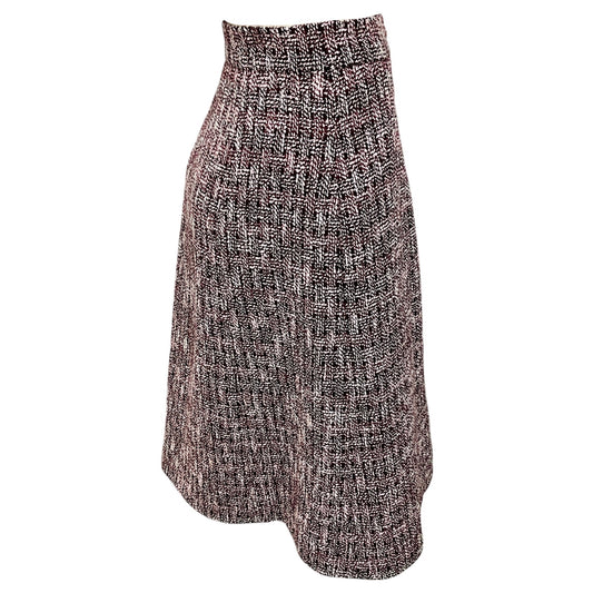 Chanel Burgundy Multi Tweed Midi Skirt