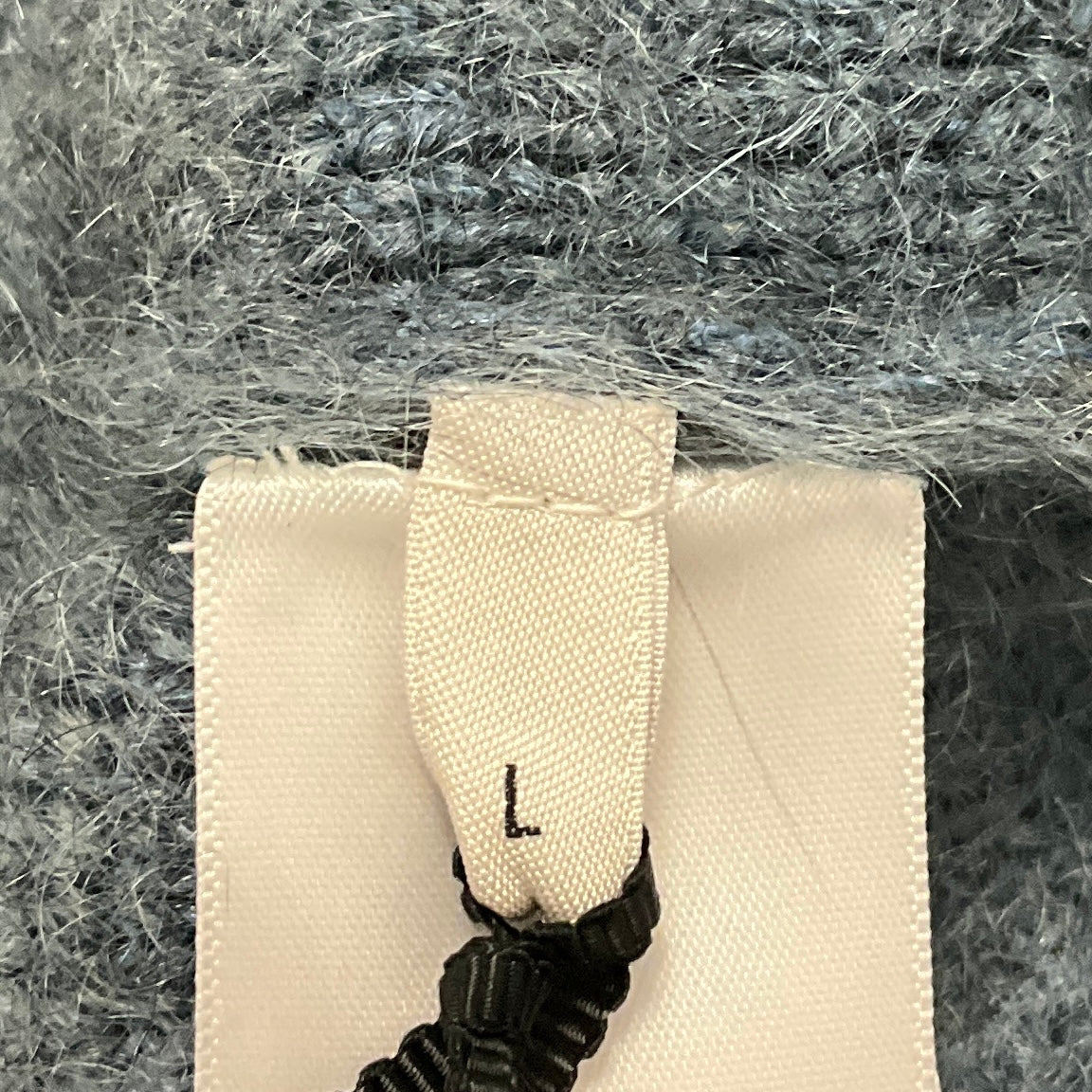 Celine Blue Brushed Mohair Cropped Cardigan Sweater with Gold Buttons