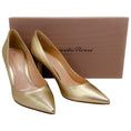 Load image into Gallery viewer, Gianvito Rossi Mekong Gold Leather Gianvito 85 Pumps
