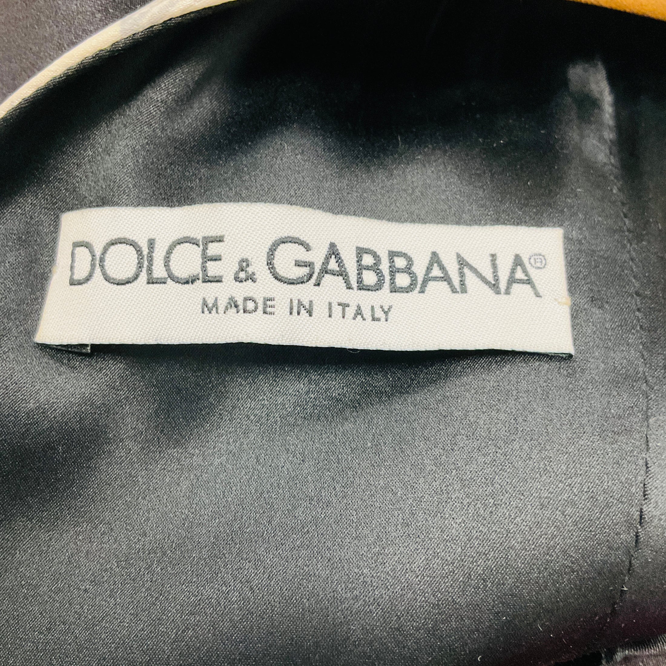 Dolce & Gabbana Black Multi Rose Printed Silk Midi Cocktail Dress