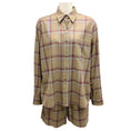 Load image into Gallery viewer, Beau Souci Olive Green Plaid Cashmere Shirt and Shorts Two-Piece Set
