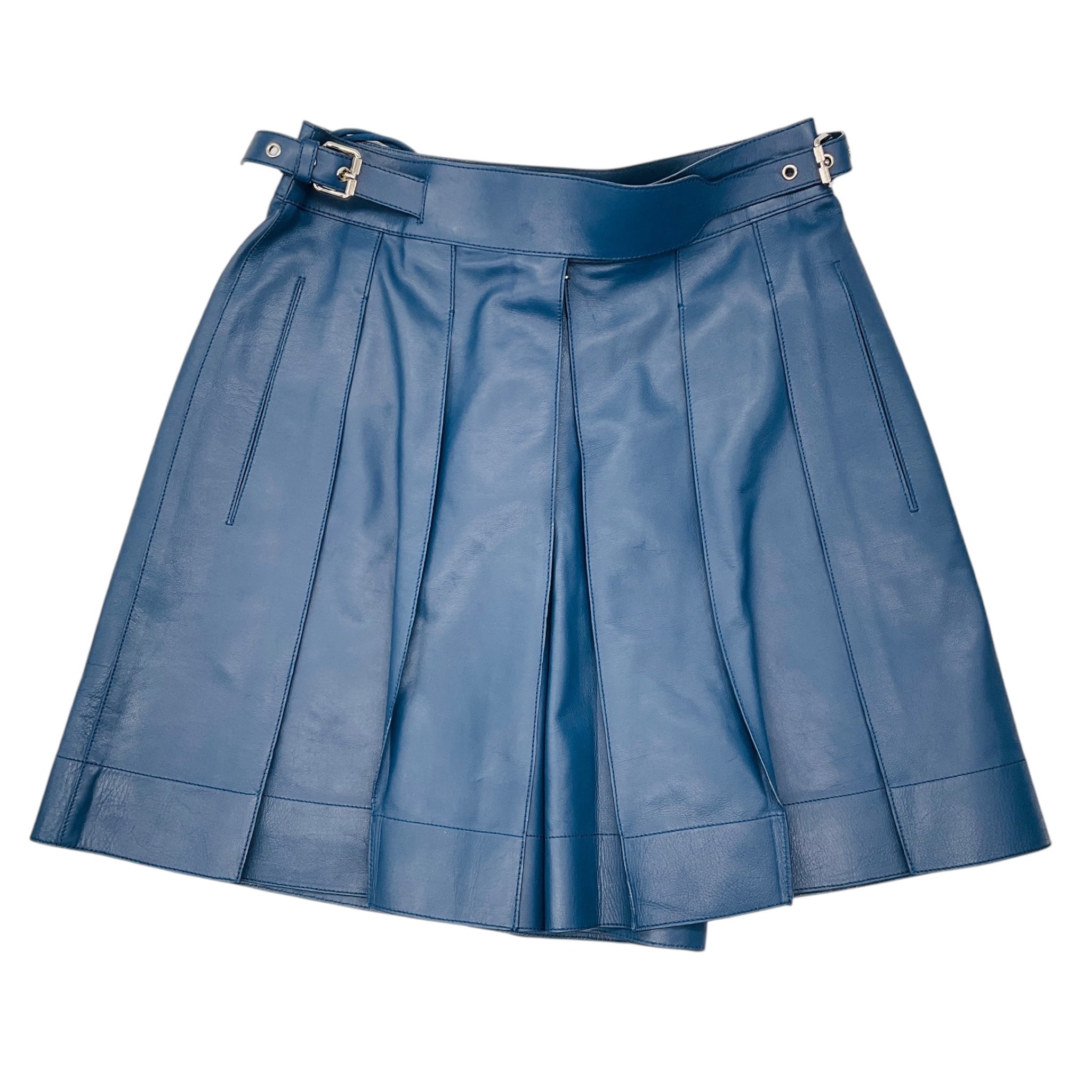 Hermes Blue Calfskin Leather Shorts