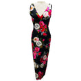 Load image into Gallery viewer, Dolce & Gabbana Black Multi Rose Printed Silk Midi Cocktail Dress

