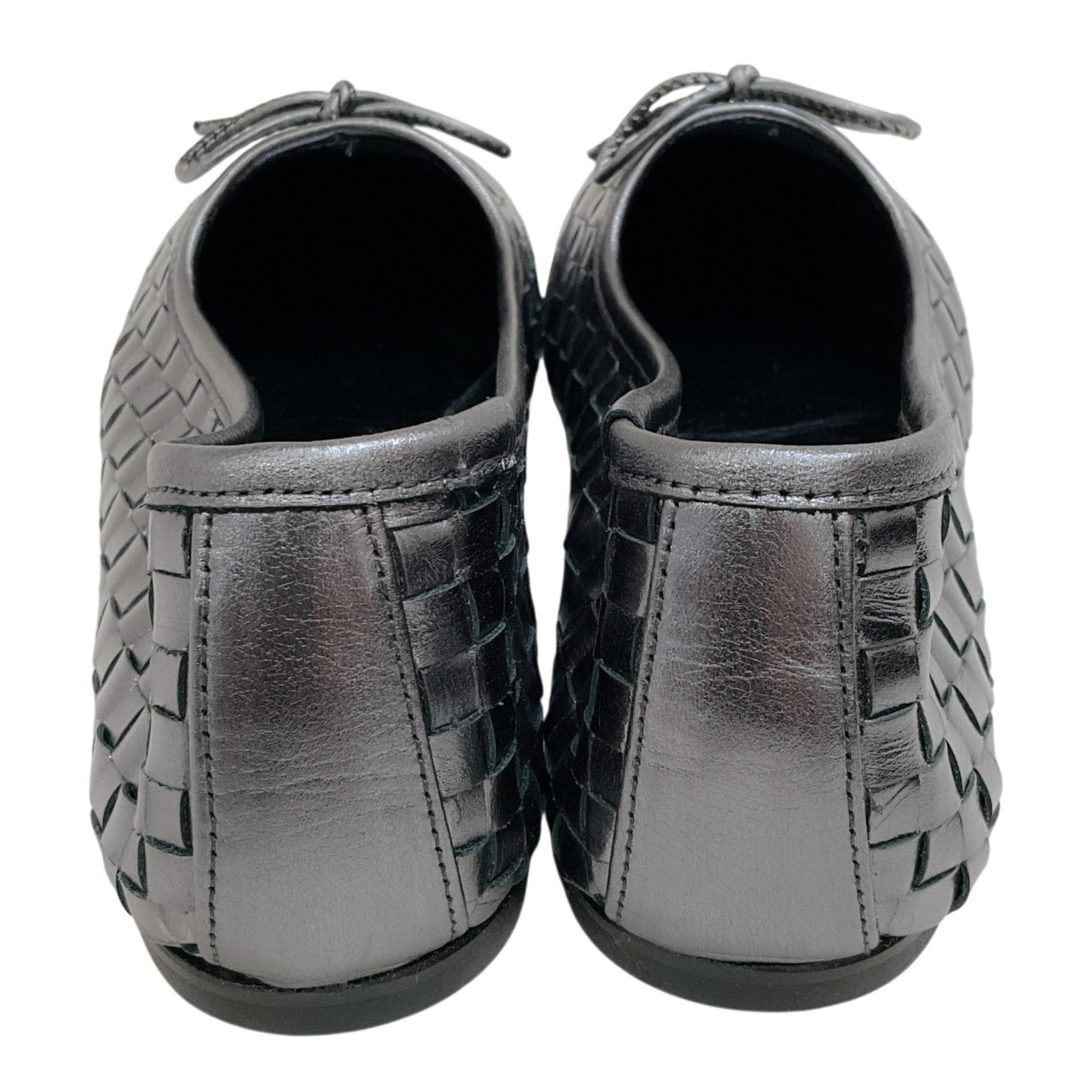 Freda Salvador Gunmetal Woven Leather Roma Ballet Flats