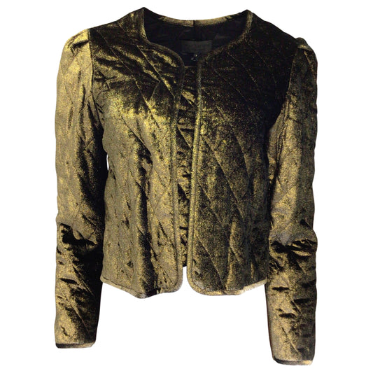 Nili Loton Vienna Gold Metallic Quilted Lurex Velvet Jacket
