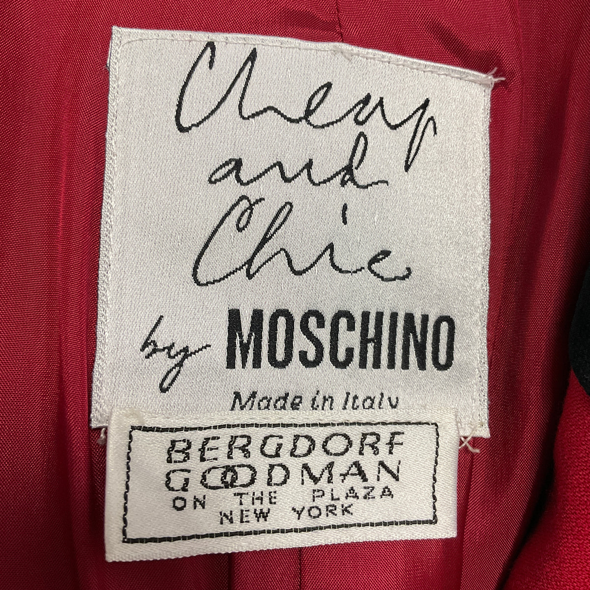 Moschino Cheap and Chic Red / Black Velvet Bow Adorned Wool Blazer