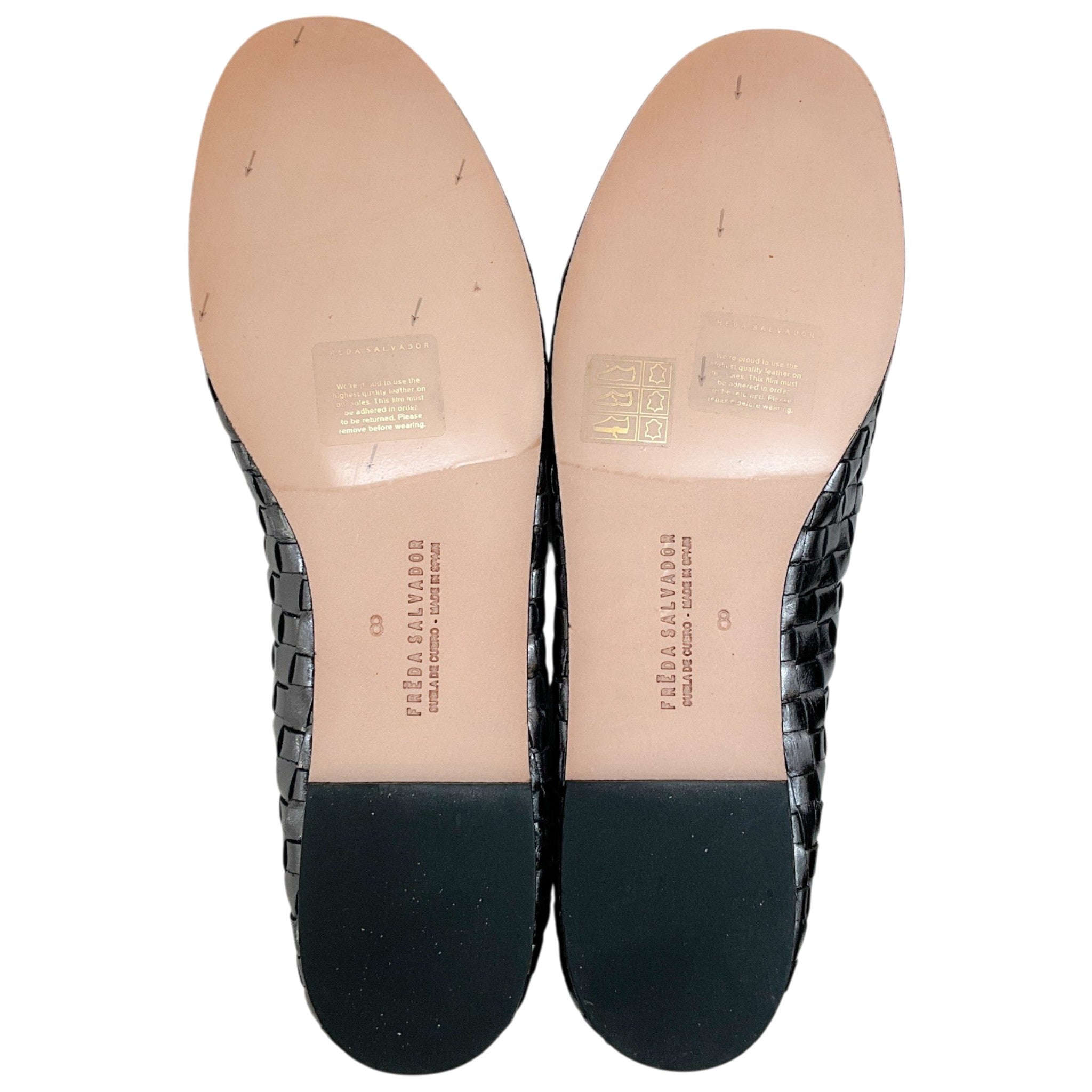 Freda Salvador Gunmetal Woven Leather Roma Ballet Flats