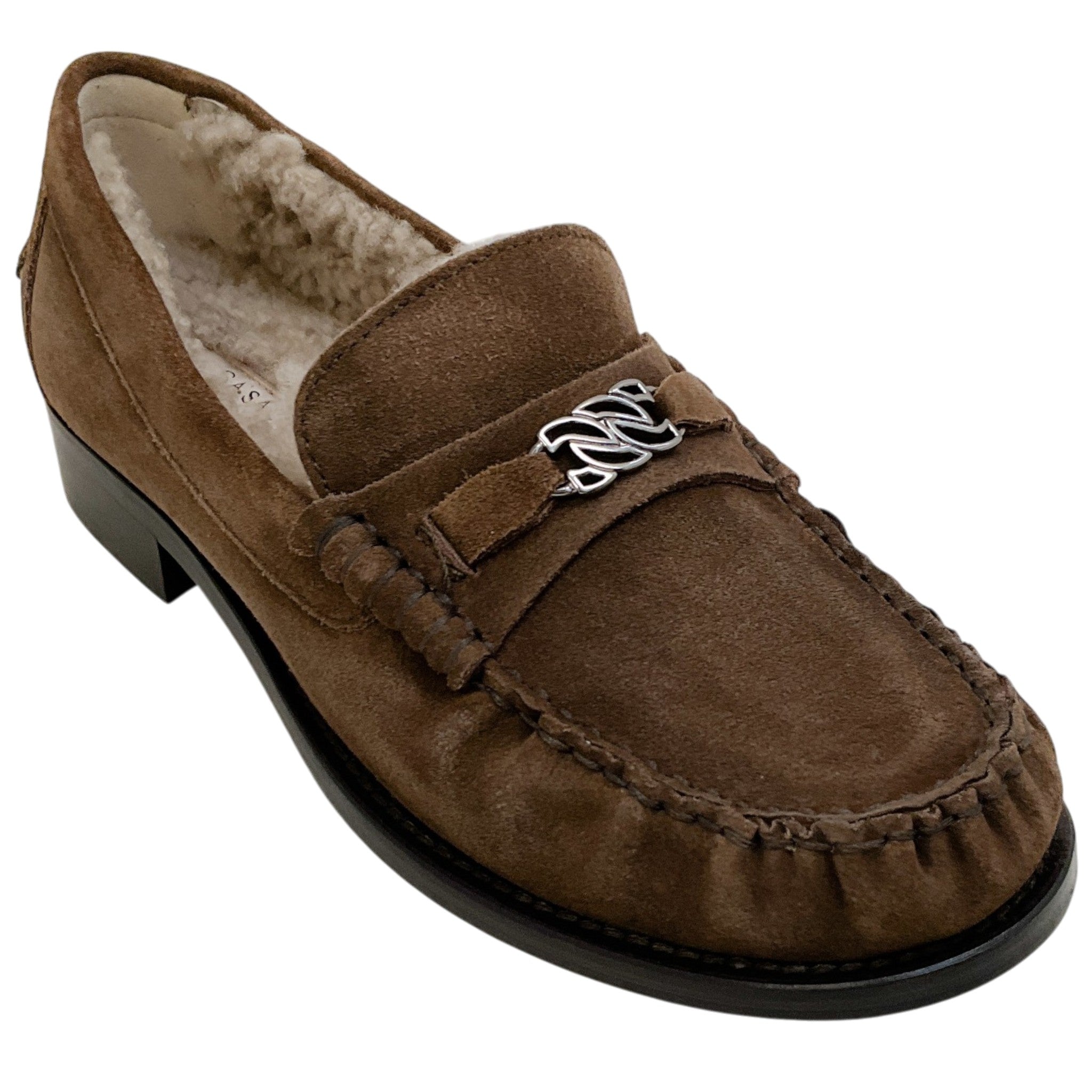 Casade Brown Suede Shearling Lined Loafers