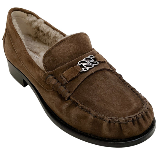 Casade Brown Suede Shearling Lined Loafers