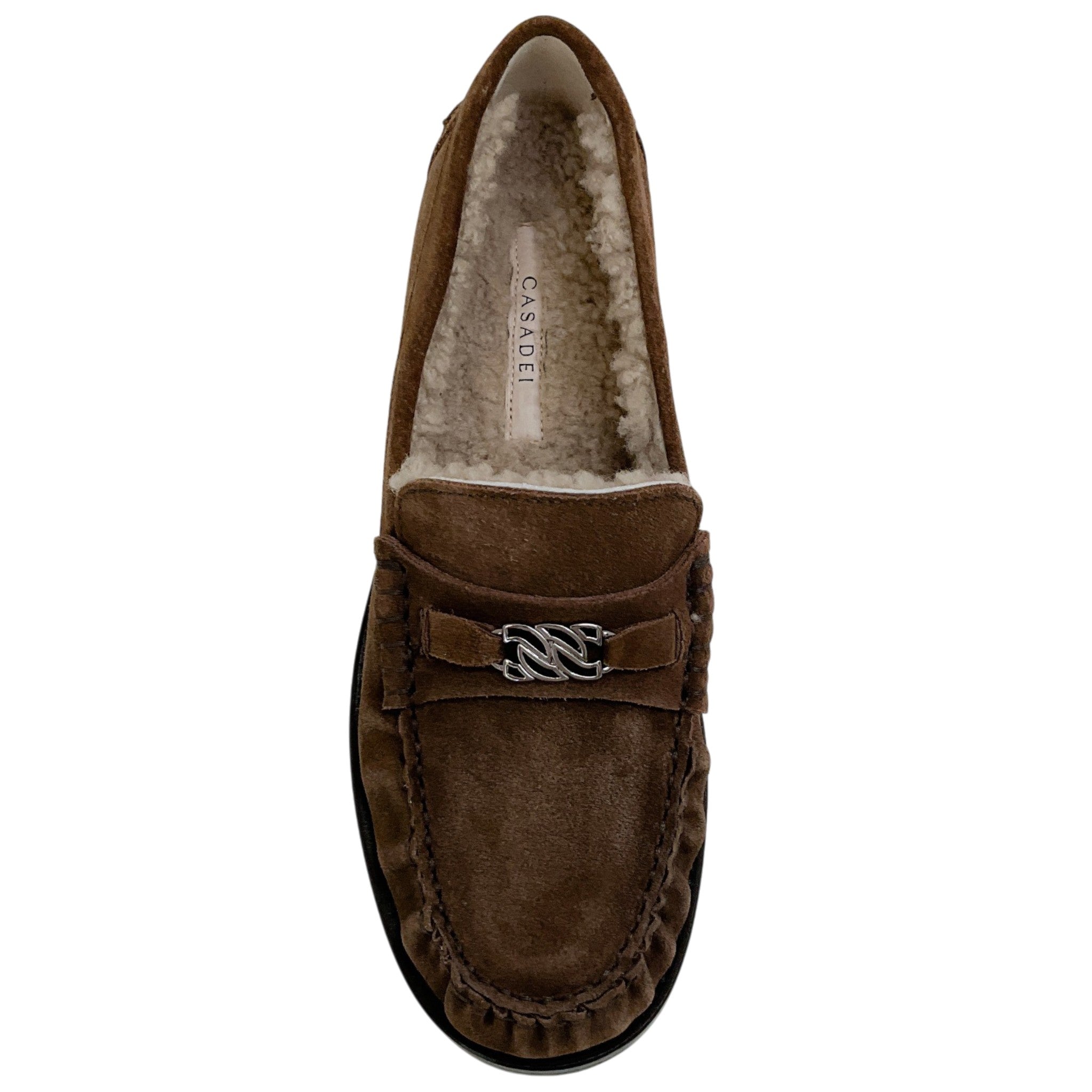 Casade Brown Suede Shearling Lined Loafers